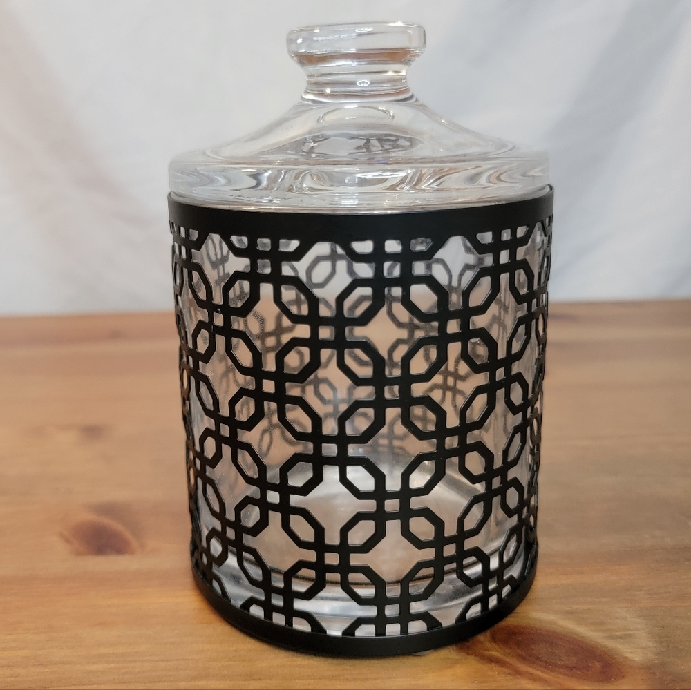 Black Patterned Glass Jar